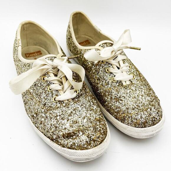 Keds x Kate Spade Champion Glitter Gold Shoes Sneakers Fairy Pride Statement - Picture 1 of 14